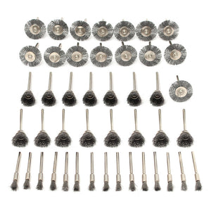 45pcs Steel Wire Wheel Brushes Set Dremel Accessories for Rotary Tools