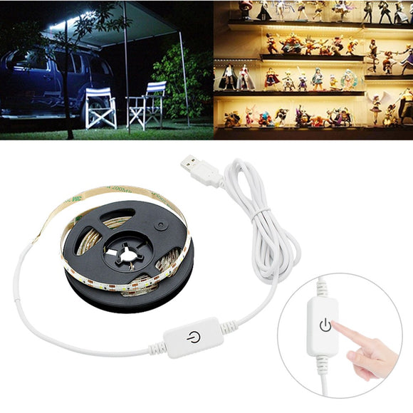 Waterproof USB Powered 2M LED Strip Light with Touch Dimmer Switch for Outdoor Home Decoration DC5V