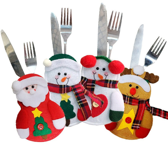 Christmas Party Home Table Decoration Snowman Elderly Ek Knife Fork Bag Cover Suit Toys Kids Gift