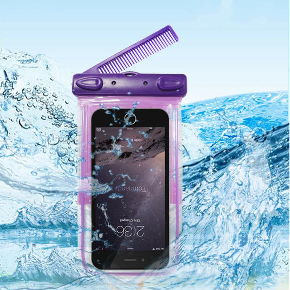 Universal Waterproof Bag With Comb Mirror Transparent Window For Cell Phone Under 6 Inch