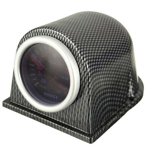 52mm Turbo Boost Gauge Meter Carbon Fiber Pod Smoke Face Universal PSI