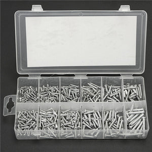 360pcs Silver Carbon Steel M2.5-M4 Self-tapping Screws Assortment Kits