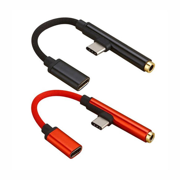 Bakeey USB Type-C Adapter Charger Audio Cable 2 In 1 Type-C To 3.5mm Jack Headphone Aux Converter