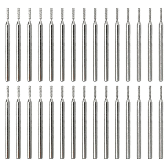 30pcs 3mm Shank Diamond Burr Bit Tools Kit Grinding Shank Carving Drill for Rotary Tool