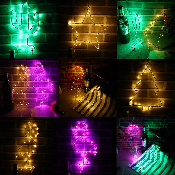 Battery Powered Iron Star Christmas Tree Flamingo Copper Wire Fairy String Light
