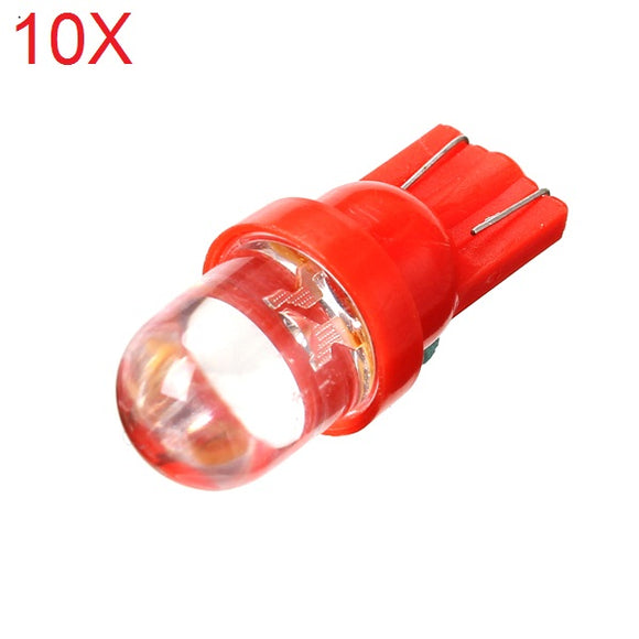 10PCS T10 1W 25LM Bulb Motorcycle Steel Ring /Instrument/Fog Lamp DC 12V Car Auto Red Lights
