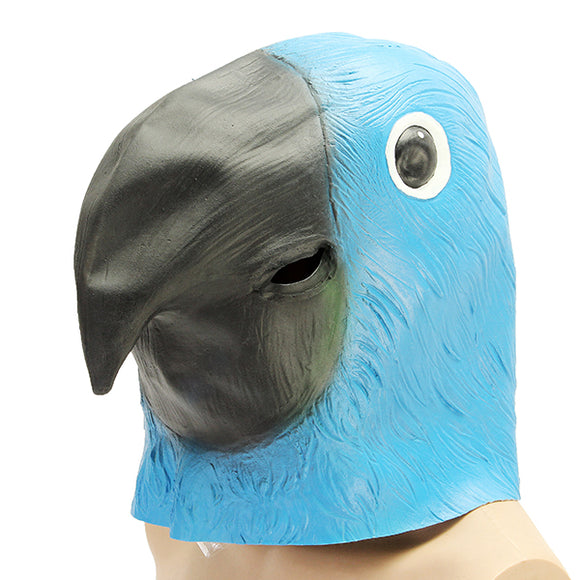 Blue Parrot Bird Mask Creepy Animal Halloween Costume Theater Prop Party Cosplay  Deluxe Latex Anima