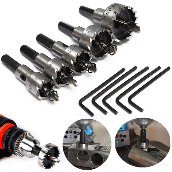 5pcs 16-30mm Hole Saw Cutter Drill Bit Set HSS Hole Saw Drill Sheet Metal Reamer with Wrench