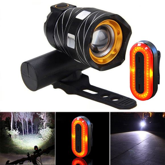XANES ZL01 800LM T6 Bike Light 3 Modes Waterproof and STL03 100LM IPX8 Bicycle Taillight