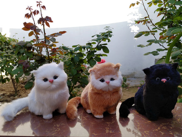 Lifelike Cat Animals Models Stuffed Plush Toy Realistic Persian Cat Dolls With Sound Effect