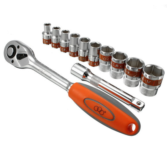 12pcs 1/2inch 8-24mm CR-V Metric Ratchet Wrench Socket Repair Tool Kit