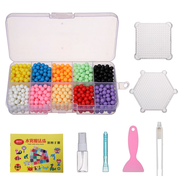 1100PCS Water Sticky Beads Magic Puzzle Kids Gift Fuse Sticky Bead 10 Colors
