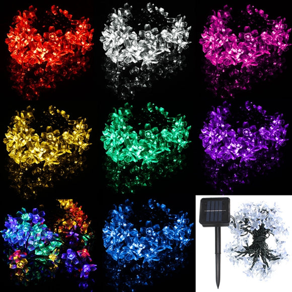 7M 50 LED Solar Christmas String Lights Blossom Flower Fairy Lamps Outdoor Xmas