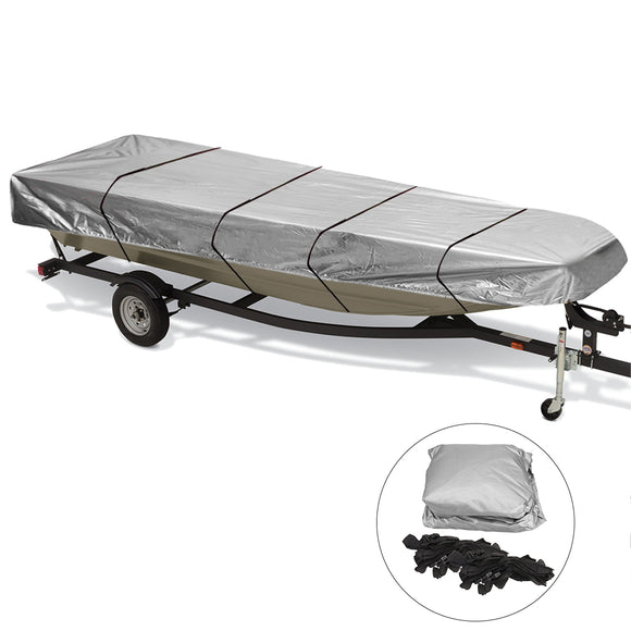 12ft / 14ft / 16ft / 18ft Jon Boat Cover 210D Waterproof Sun Protection Silver