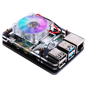5-Layer Black/Transparent/RGB Colorful Acrylic Case Compatible ICE Tower Cooler for Raspberry Pi 4B with 4010 Cooling Fan