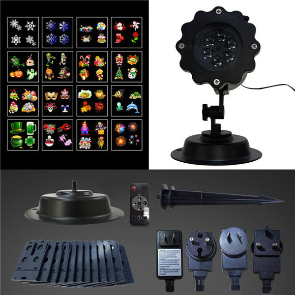 16Patterns Remote Control LED Stage Light Waterproof Moving Sparkling Landscape Halloween Lamp