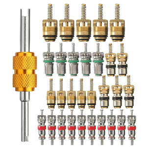 31pcs Car A/C Valve Cores Key Dual Remover Installer Tool Kit For R134A R12 Refrigeration