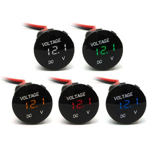 12V-24V Motorcycle Car LED Digital Volt Meterr Waterproof Volt Panel Meter Gauge Black