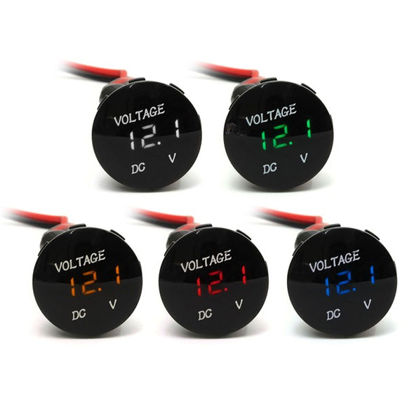 12V-24V Motorcycle Car LED Digital Volt Meterr Waterproof Volt Panel Meter Gauge Black