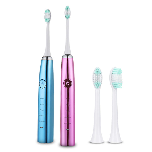 ED8000 Sonic Electric Toothbrush Waterproof IPx7 USB 5 Brush Modes with 2 Toothbrush Head
