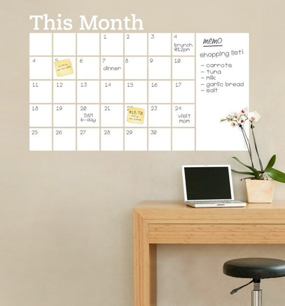 Month Calendar Chalkboard Sticker Blackboard Removable Planner Wall Stickers Black Board Office Scho