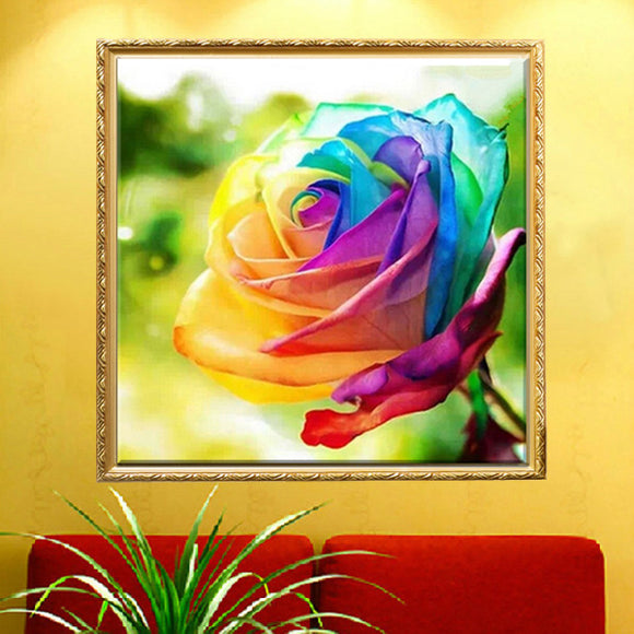 30x30cm 5D DIY Colofrul Rose Diamond Painting Resin Full Rhinestone Flower Cross Stitch Kit