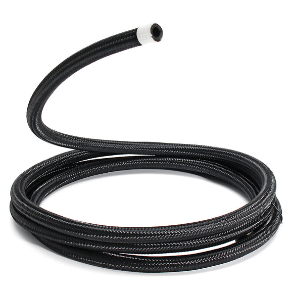 3m Long AN6-6AN Nylon Braided Hose Black Stainless Steel Oil Fuel Line Hose