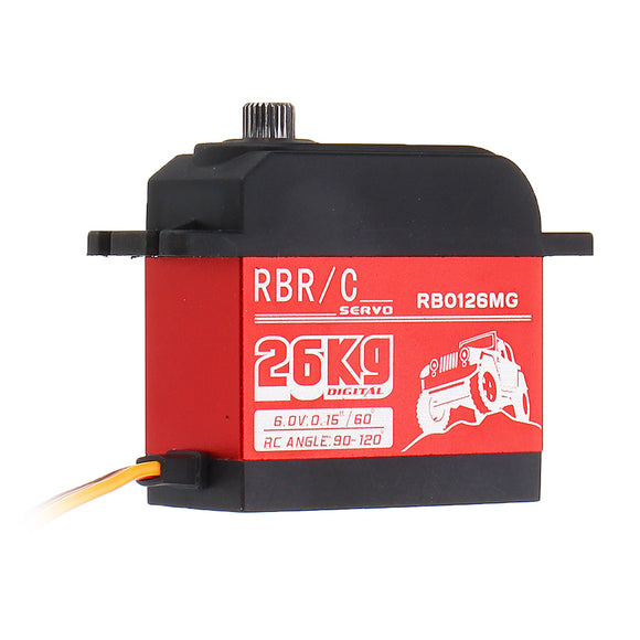 RBR/C RB0126MG 26KG 90 120 Large Torque Digital Metal Gear Waterproof Servo For 1/8/10 Crawler RC Car Boat Vehicle Robot Models