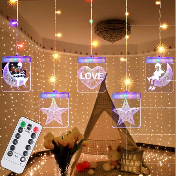 LED USB Remote Control Luminous Letter Fairy String Light Curtain Windows Christmas Garland Hanging Wall Lamp