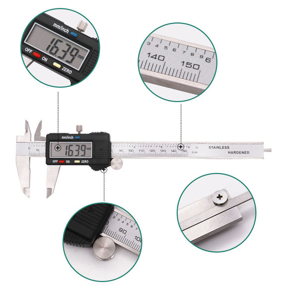 0-150MM Electronic Digital Caliper with Extra Large LCD Screen 0 - 6 Inches Inch/Fractions/Millimeter Conversion