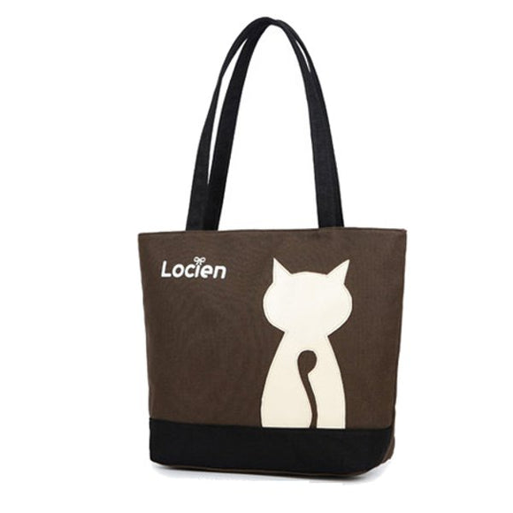 Women Cat Canvas Tote Bags Casual Shopping Bags Shoulder Bags