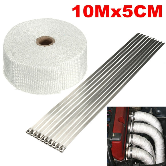 10m X 5cm X 1.5mm Insulation Exhaust Header Pipe Wrap Shields Turbo Heat Manifold Header