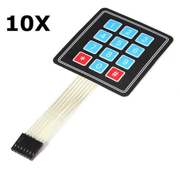 10Pcs 4x3 Matrix 12 Key Array Membrane Switch Keypad For Arduino