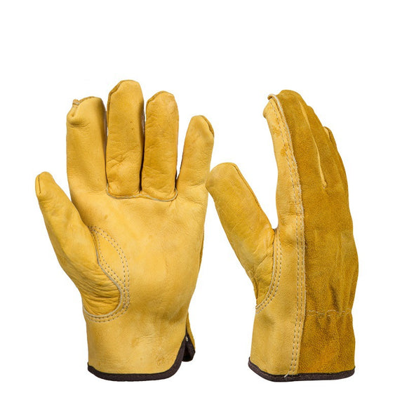 1Pair Leather Gloves Working Protection Gloves Security Garden Labor Gloves Wear Safety Tools