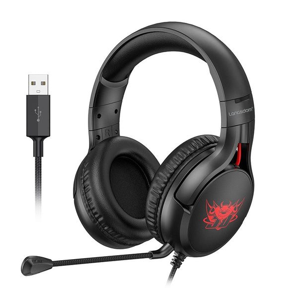 Langsdom G4 HiFi 7.1 USB Noise Cancelling Gaming Wired PUBG Headphone Gamer Earphone with Detachable Mic for PC PS4 Xbox Switch