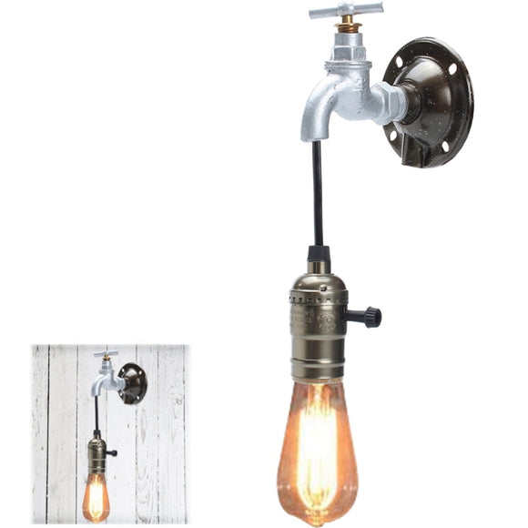 Industrial Vintage Retro E27 Water Tap Pipe Wall Light Fixture for Study Living Room