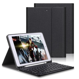 Auto Sleep Detachable bluetooth Wireless Keyboard Kickstand Tablet Case With Pencil Holder For iPad 9.7 Inch 2018/iPad 9.7 Inch 2017/iPad Air/iPad Air 2/iPad Pro 9.7 Inch