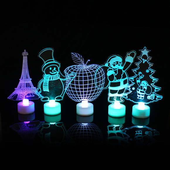 Santa Claus Multi Color LED Light Clear Acrylic Christmas Tree Mood Lamp Christmas Decoration Toys