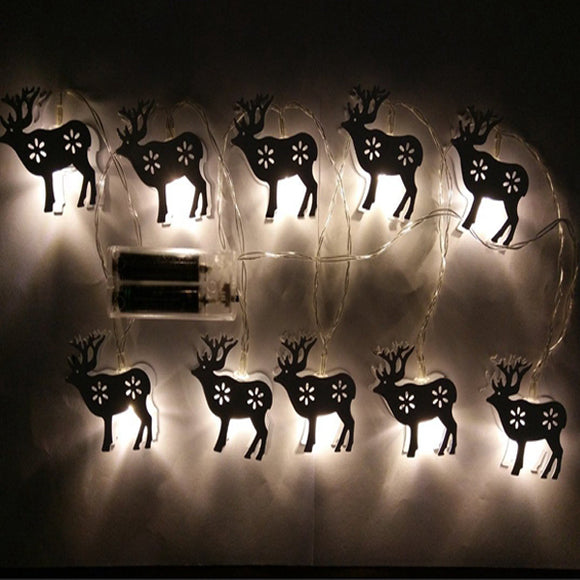 Battery Powered 1.65M 10LEDs Elk Shape Warm White Indoor Night Mood Fairy String Light For Christmas