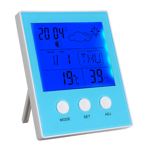 CH-904 Thermometer Hygrometer Temperature Humidity Tester Backlight Time Date Calendar Alarm Clock