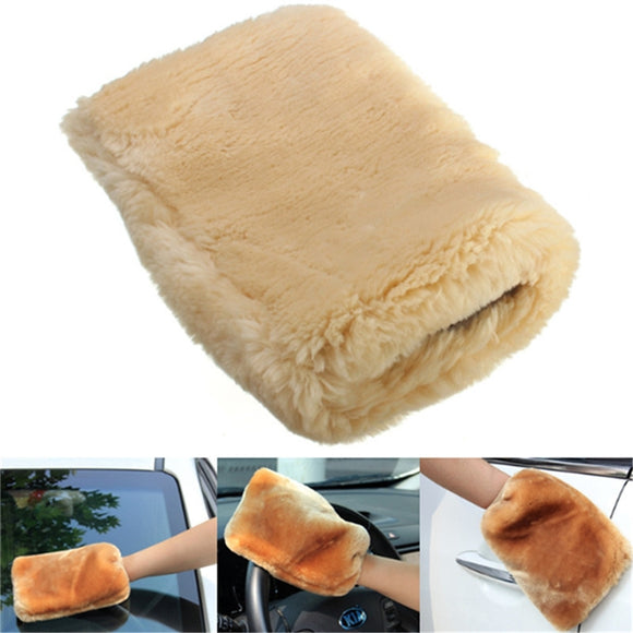 24x16cm Motor Auto Home Clean Washing Glove Buffing Polishing Mitt Lambswool Wool