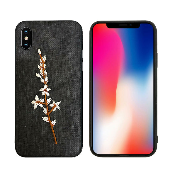 AUGIENB Embroidery Cloth Shockproof Protective Case For iPhone X/XS/8/8 Plus/7/7 Plus/6s/6s Plus