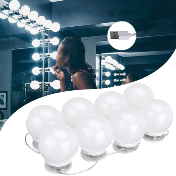 DC5V USB Hollywood Style LED Mirror Makeup Party Light with 8 Dimmable White Bulb for Dressing Room