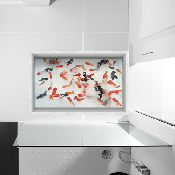 PAG 3D Bathroom Anti Slip Waterproof Goldfish Pattern Floor Sticker Washable Shower Room Decor