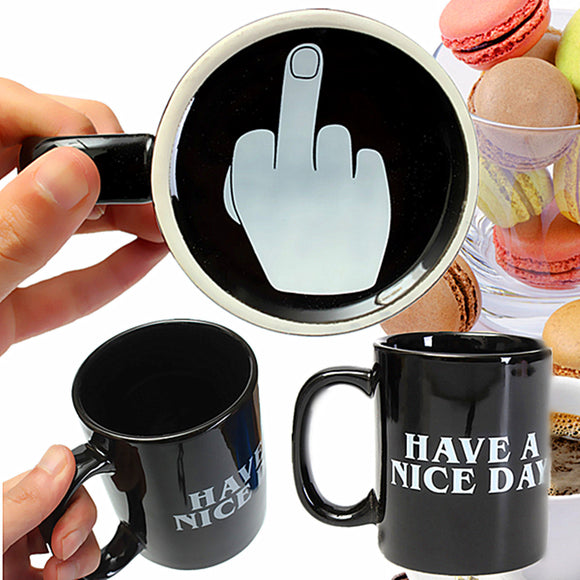 10oz Novelty Ceramic Middle Finger Coffee Cups Personality Office Gifts Have A Nice Day Mug