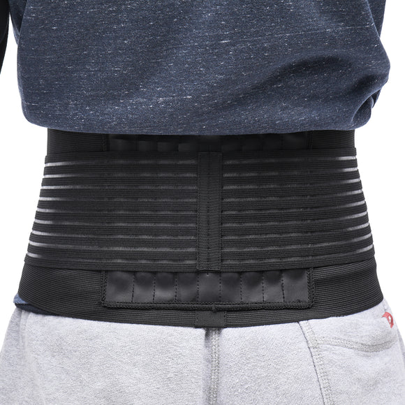 Neoprene Lumbar Support Belt Portable Back Brace with Double Banded Strong Compression Pull Straps