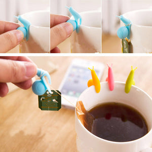 5pcs Cute Snail Mini Tea Bag Holder Hanging Cup Clip