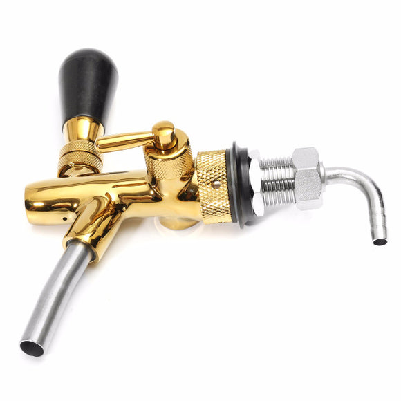 G5/8 Adjustable Beer Tap Faucet With Chrome Gold Plating Draft Shank Home Brew Bar