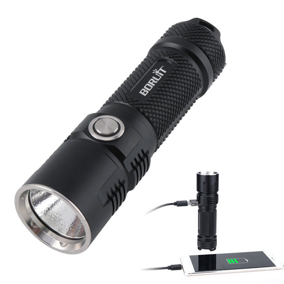 BORUiT BC10 IPX8 Rechargeable Powerfull High Lumen LED Flashlight Power Bank Mini Torch