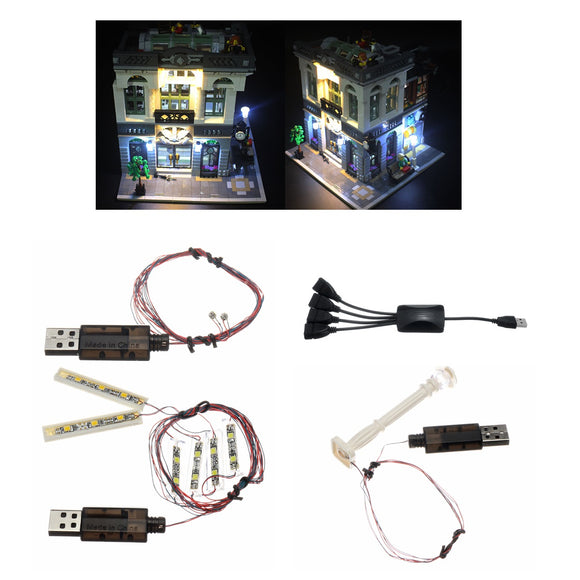 DIY LED Light String Plastic Kit ONLY For LEGO 10251 Fishing Store Building Blocks
